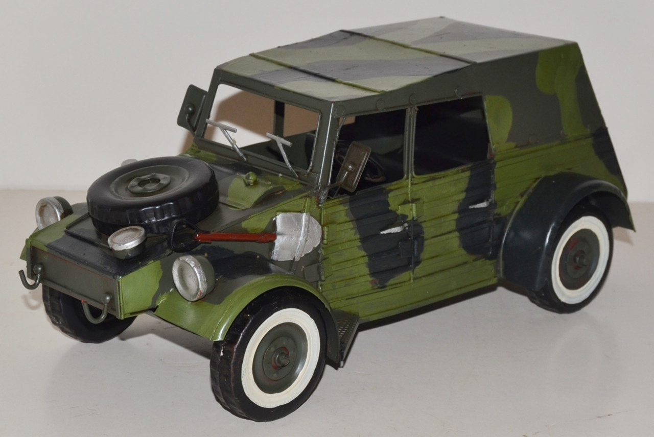 Blechauto Nostalgie Modellauto Oldtimer Automarke VW Kübelwagen Typ 82 aus Blech L 37 cm Blechauto Nostalgie Modellauto Oldtimer Automarke VW Kübelwagen Typ 82 aus Blech L 37 cm von JS GartenDeko