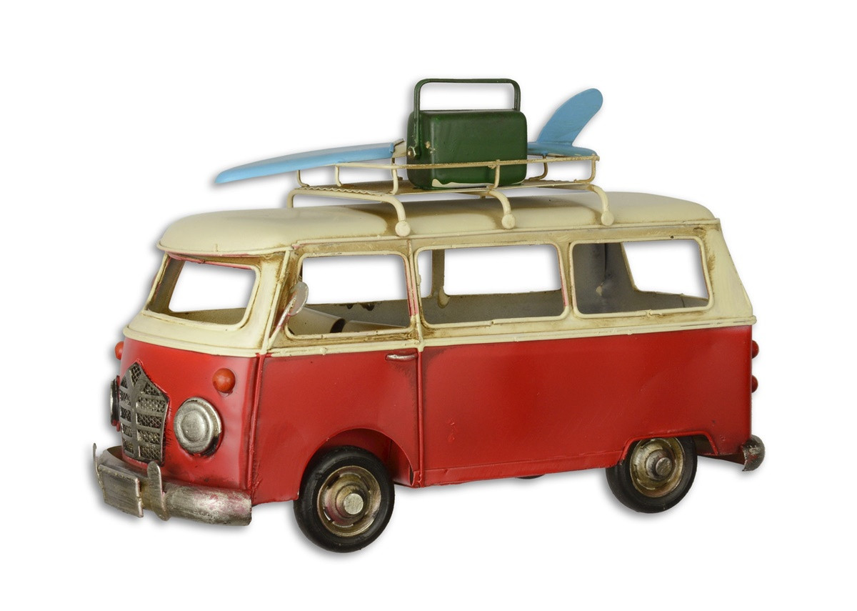Blechauto Nostalgie Modellauto Oldtimer Bulli mit Surfboard Bus aus Blech L 29 cm Blechauto Nostalgie Modellauto Oldtimer Bulli mit Surfboard Bus aus Blech L 29 cm von JS GartenDeko