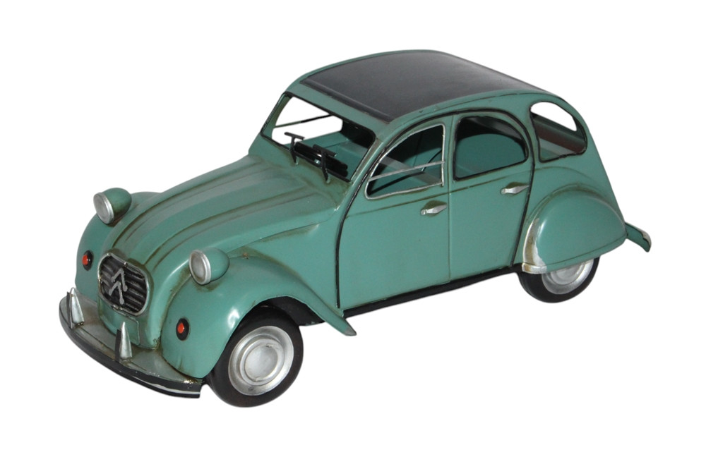 Blechauto Nostalgie Modellauto Oldtimer Citroen 2CV Ente in grün aus Blech L 33 cm Blechauto Nostalgie Modellauto Oldtimer Citroen 2CV Ente in grün aus Blech L 33 cm von JS GartenDeko