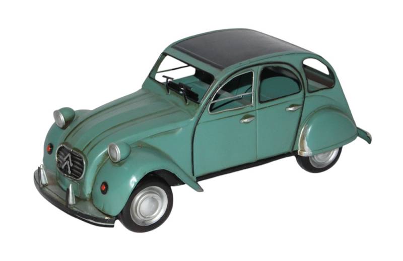 Blechauto Nostalgie Modellauto Oldtimer Citroen 2CV Ente in grün aus Blech L 33 cm von JS GartenDeko