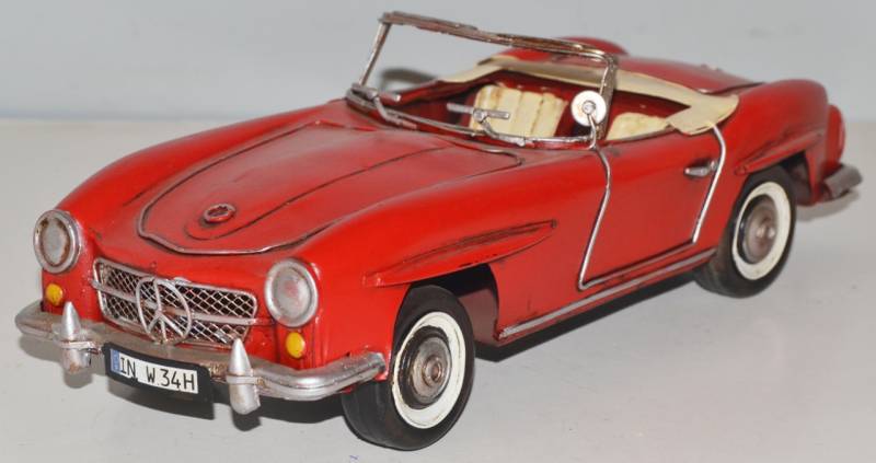 Blechauto Nostalgie Modellauto Oldtimer Mercedes-Benz 190 SL Cabrio aus Blech L 30 cm von JS GartenDeko