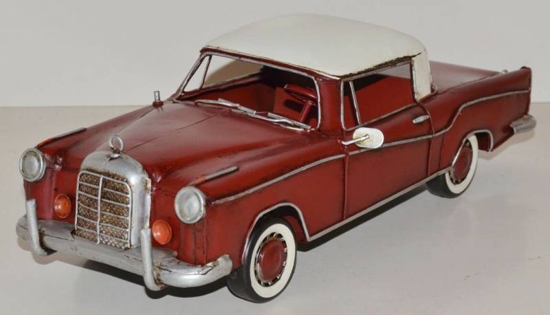 Blechauto Nostalgie Modellauto Oldtimer Mercedes-Benz 220 SE Coupe aus Blech L 34 cm von JS GartenDeko