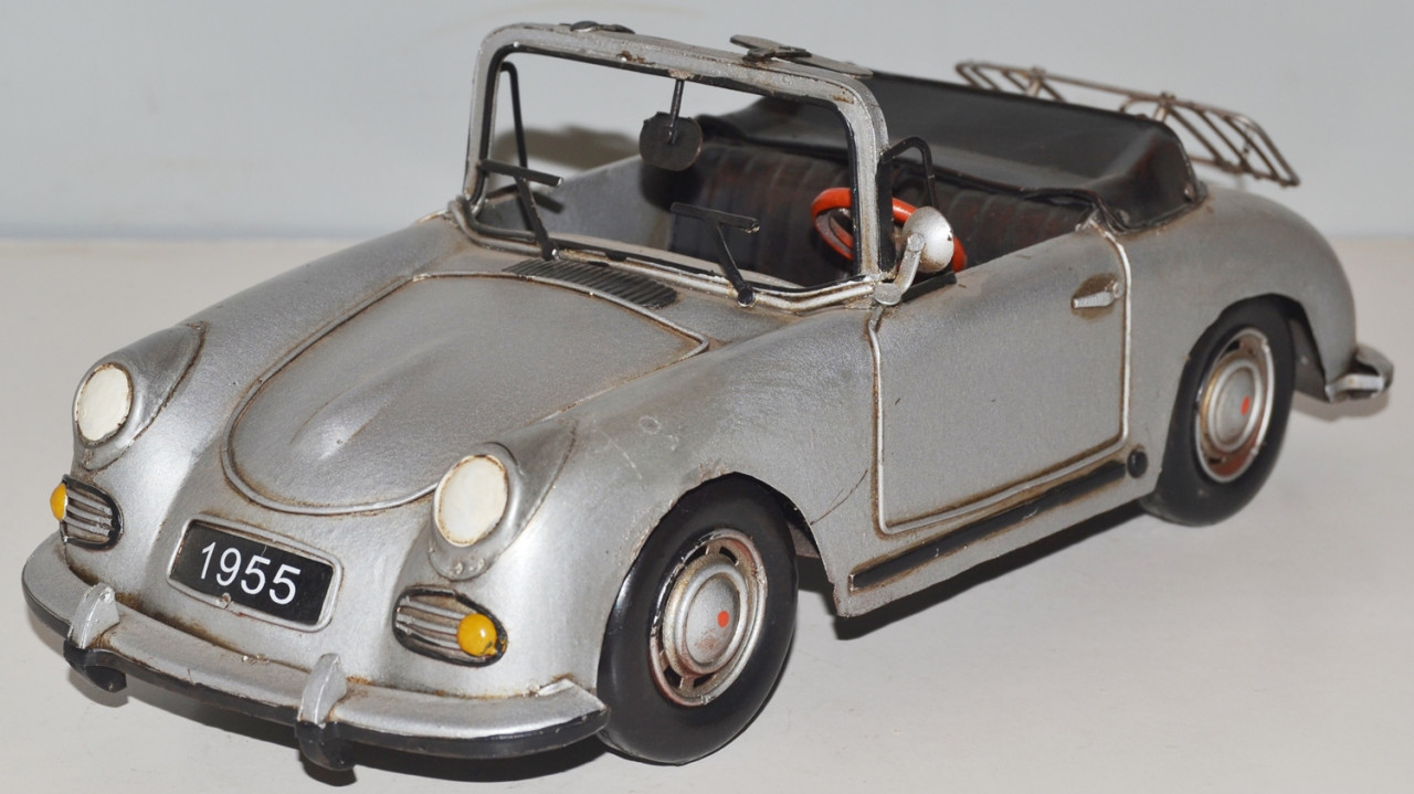 Blechauto Nostalgie Modellauto Oldtimer Porsche 356 Speedster Cabrio Sportwagen Silber L 31 cm Blechauto Nostalgie Modellauto Oldtimer Porsche 356 Speedster Cabrio Sportwagen Silber L 31 cm von JS GartenDeko