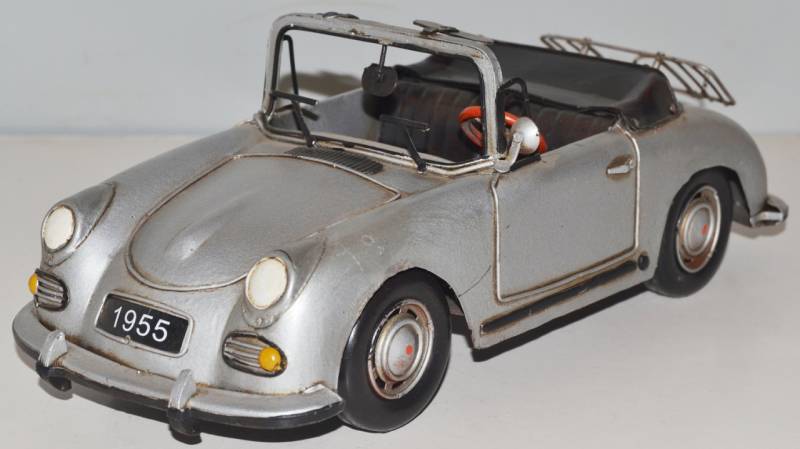 Blechauto Nostalgie Modellauto Oldtimer Porsche 356 Speedster Cabrio Sportwagen aus Blech L 31 cm von JS GartenDeko