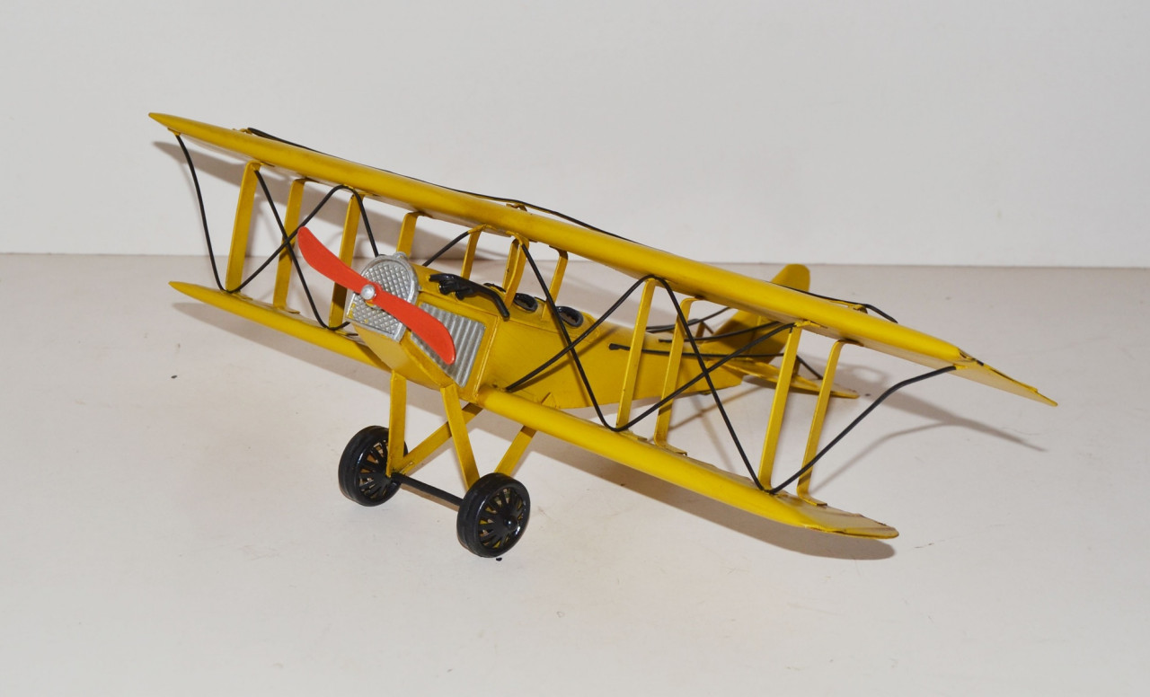 Blechflugzeug Nostalgie Modellflugzeug Oldtimer Marke Havilland Flugzeug Doppeldecker L 40 cm von JS GartenDeko
