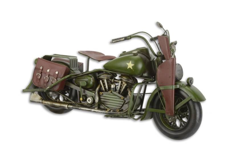 Blechmodell Nostalgie Militär Motorrad Länge 34 cm Deko Blechmotorrad Retro Modell Blechfahrzeug von JS GartenDeko