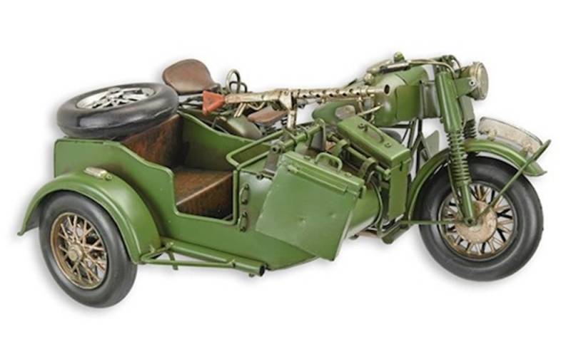 Blechmodell Nostalgie Militär Motorrad mit Beiwagen L 36 cm Deko Blechmotorrad Retro Modellfahrzeug von JS GartenDeko