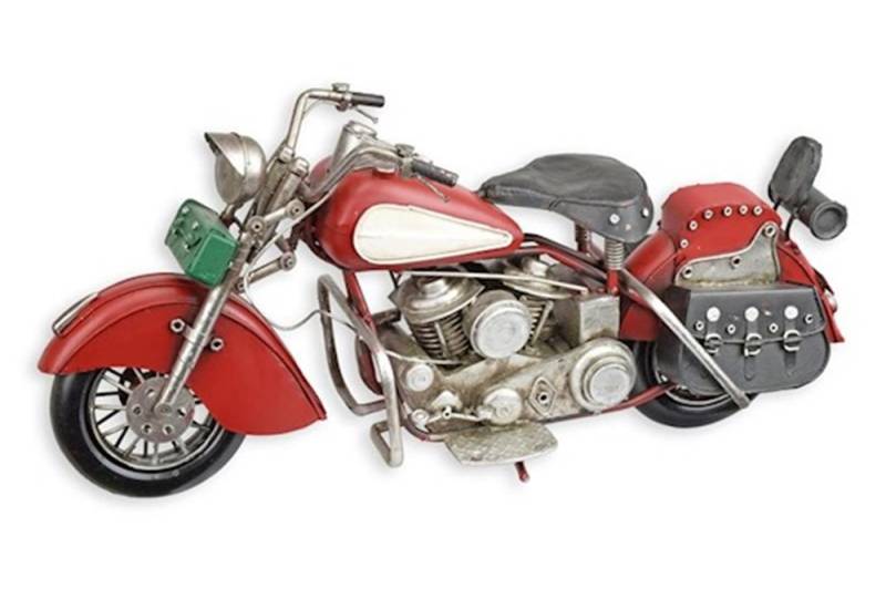 Blechmodell Nostalgie Motorrad in rot Länge 57,5 cm Deko Blechmotorrad Modellmotorrad von JS GartenDeko