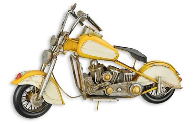 Blechmodell Nostalgie Motorrad gelb L 53 cm Deko Blechmotorrad Modellmotorrad Modellfahrzeug von JS GartenDeko