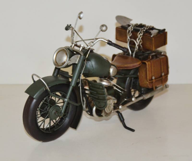 Blechmotorrad Nostalgie Modellauto Oldtimer Marke BMW R 75 Militär Motorrad 1943 aus Blech L 30 cm von JS GartenDeko