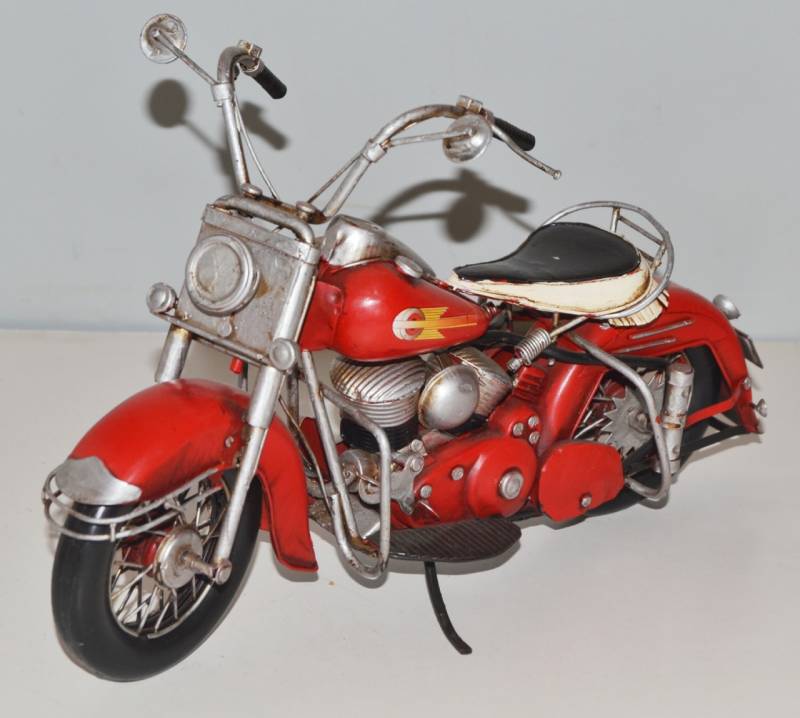Blechmotorrad Nostalgie Modellauto Oldtimer Marke Harley-Davidson Motorrad USA aus Blech L 33 cm von JS GartenDeko