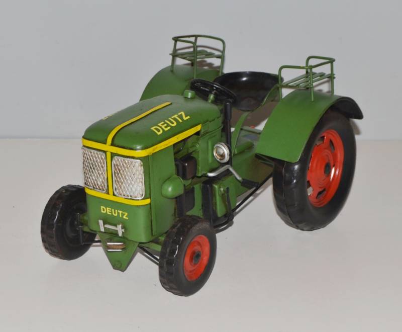 Blechtraktor Nostalgie Modellauto Oldtimer Marke Deutz Traktor grün Modell F1L514 aus Blech L 26 cm von JS GartenDeko