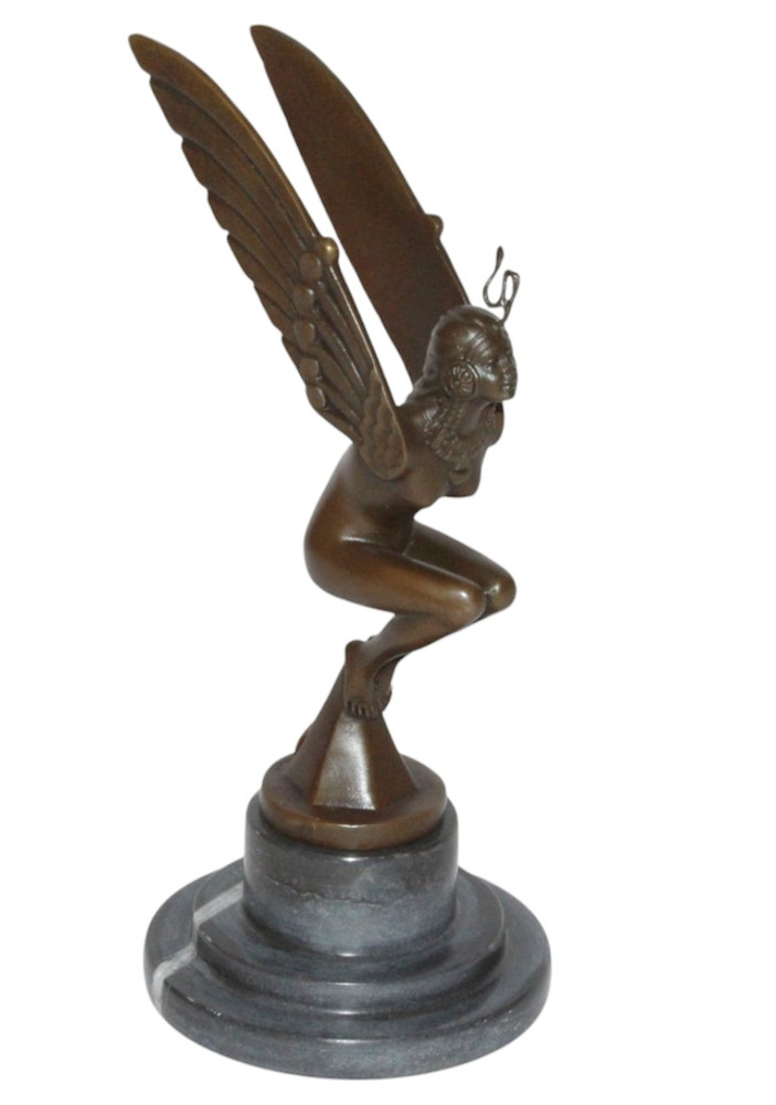 Bronzefigur „Geflügelte Frau“ von Marcel Bonnot – Automobil-Maskottchen, Art Déco, Höhe 24 cm von JS GartenDeko