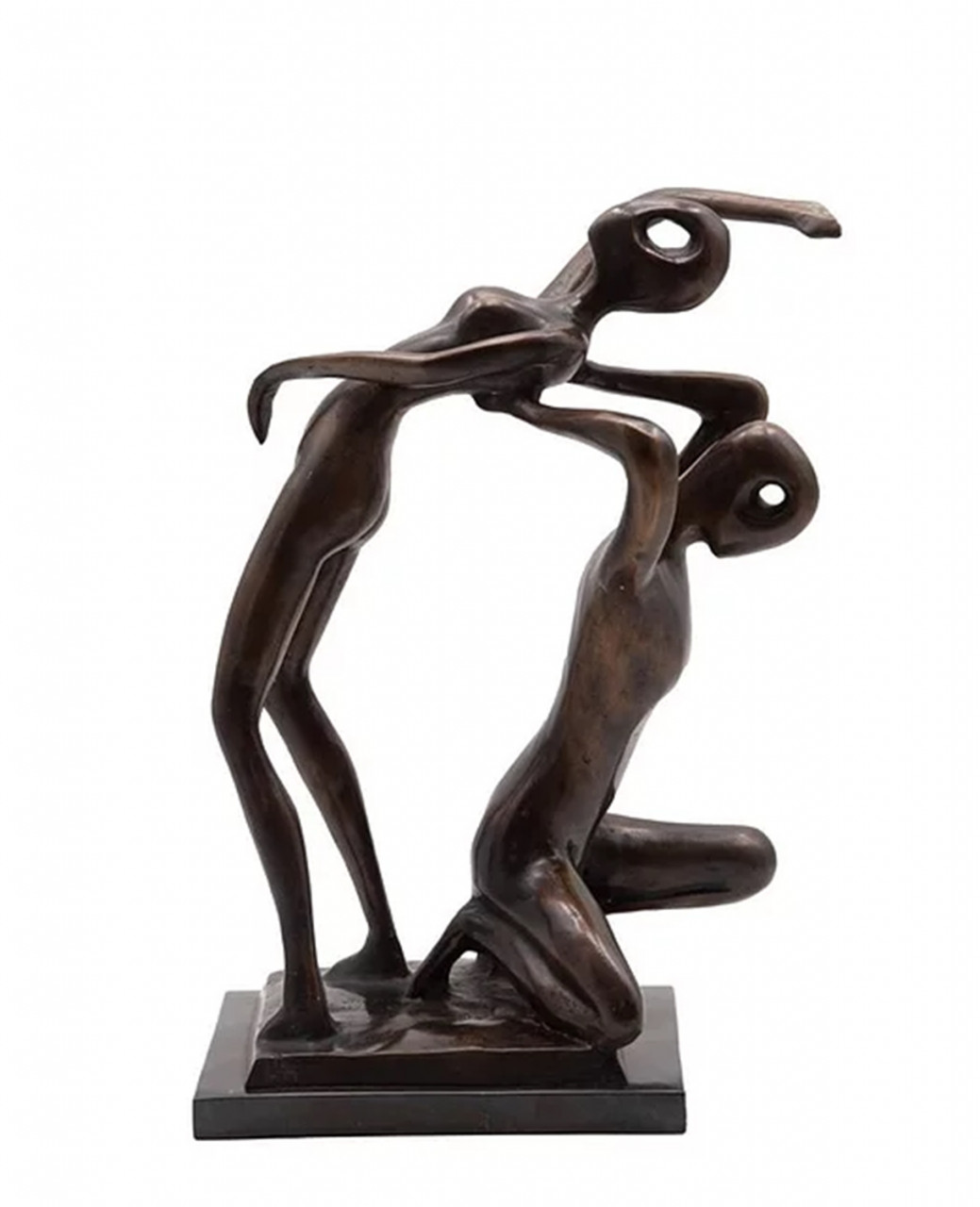 Bronzefigur Bronzeskulptur Abstrakte Kunst Figur Gymnastik Paar modern H 42 cm Skulptur Bronze Figur von JS GartenDeko
