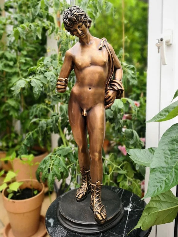 Bronzefigur Bronzeskulptur Bronze Dionysos Gott des Weines H 65 cm Griechische Mythologie Skulptur von JS GartenDeko