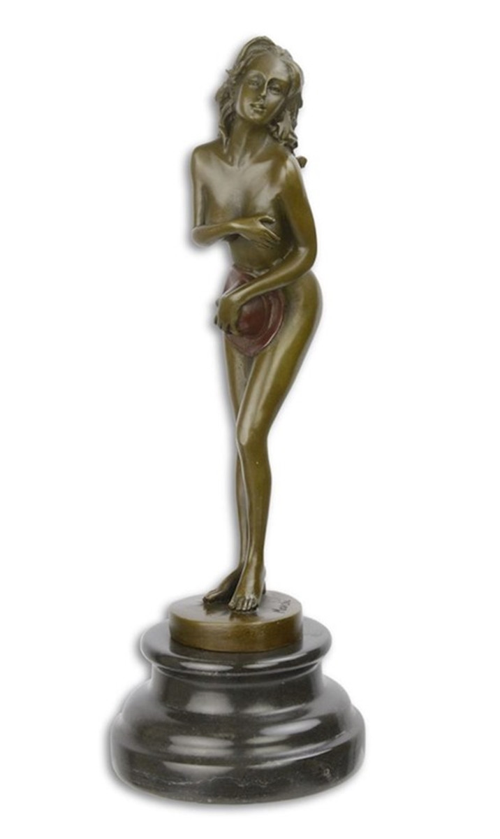 Bronzefigur Bronzeskulptur Bronze Frau Akt mit Hut H 28 cm Erotik Deko Dekoration von JS GartenDeko
