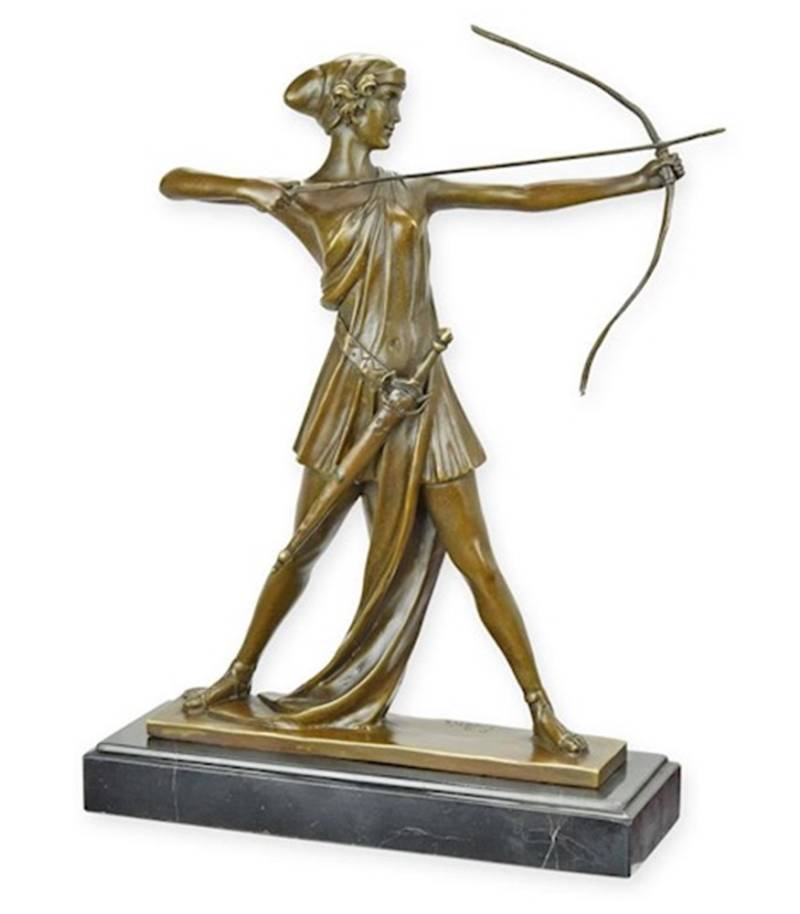 Bronzefigur Diana Victorious H 38 cm Göttin der Jagd Bronzeskulptur Bronze Figur aus Bronze von JS GartenDeko