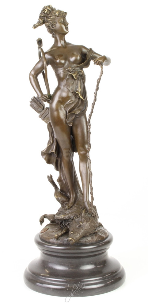 Bronzefigur Diana Victorious H 47,5 cm Mythologie Bronzeskulptur Bronze Figur aus Bronze von JS GartenDeko