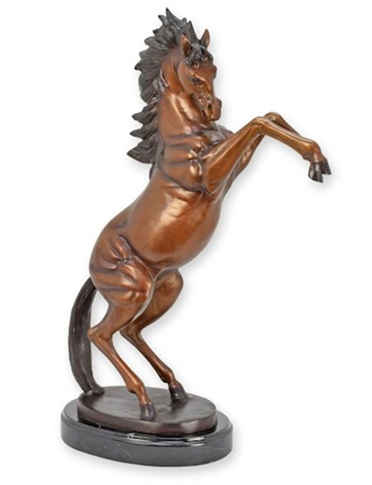 Bronzefigur Pferd – Elegante Bronzeskulptur auf Sockel, Höhe 66 cm, aus hochwertiger Bronze von JS GartenDeko