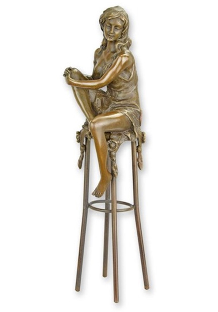 Bronzefigur sinnliche Frau sitzend auf Barhocker H 25,7 cm Bronzeskulptur Bronze Figur aus Bronze Bronzefigur sinnliche Frau sitzend auf Barhocker H 25,7 cm Bronzeskulptur Bronze Figur aus Bronze von JS GartenDeko