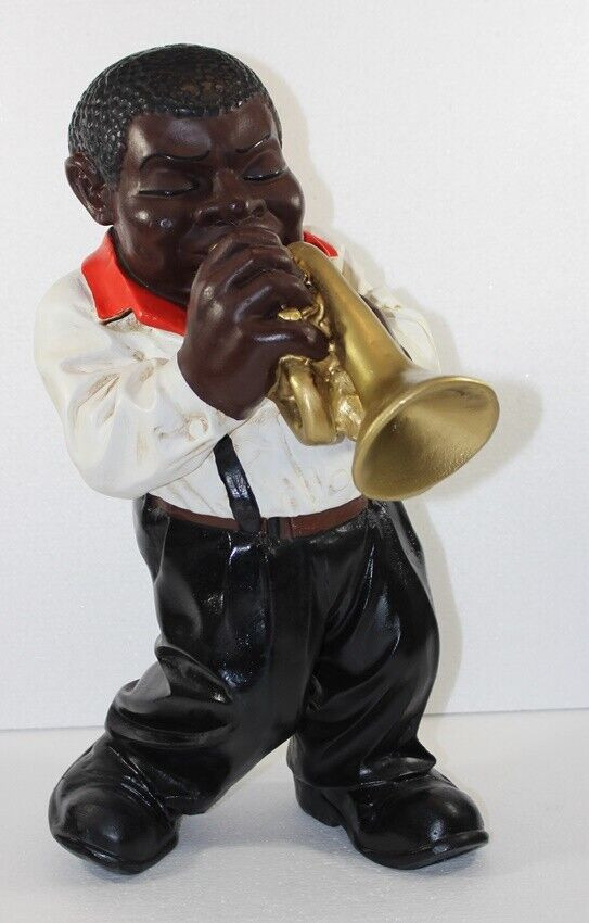 Deko Figur Jazz Musiker Figur Trompeter H 43 cm Dekofigur Band Musiker mit Trompete aus Kunstharz von JS GartenDeko