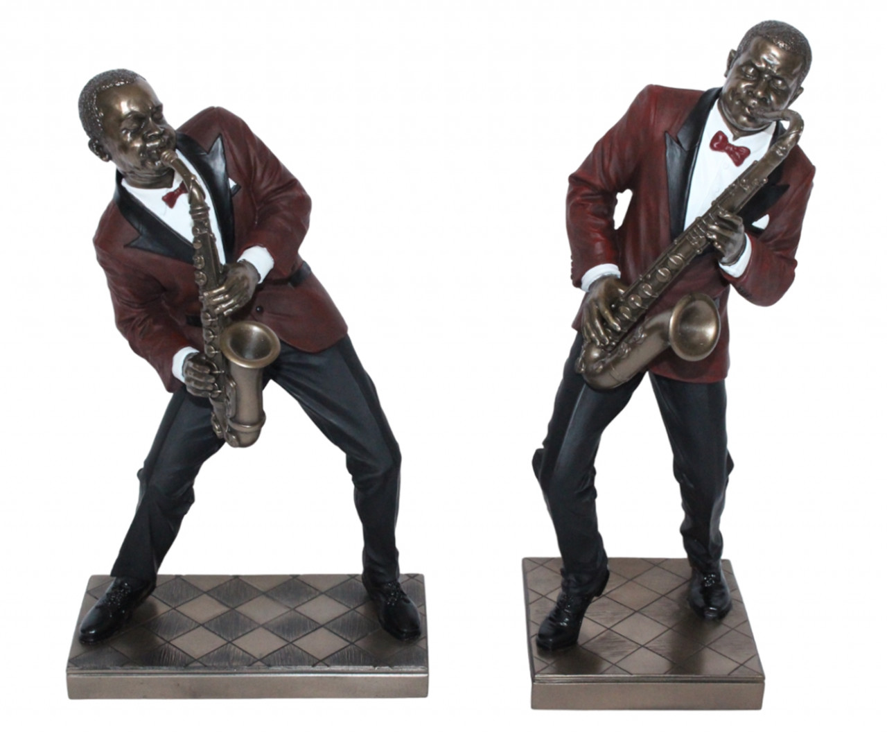 Deko Figuren Jazz Musiker Saxophonisten H 26-28,5 cm mit Alt- und Tenorsaxophon von Parastone