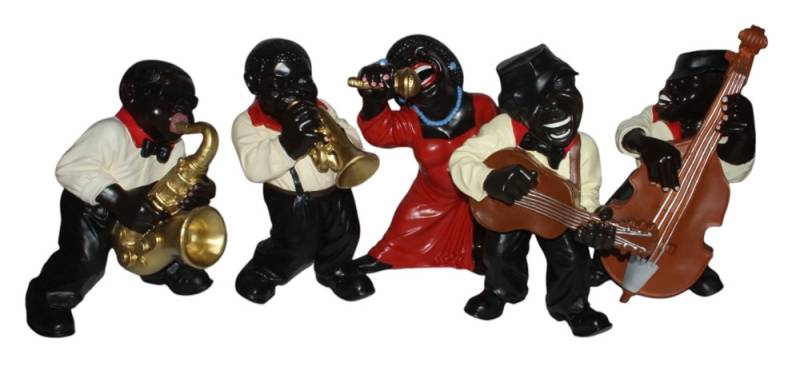 Deko Figuren Jazz Musiker Band H 40-45 cm 5-er Satz Dekorationsfiguren aus Kunstharz von JS GartenDeko