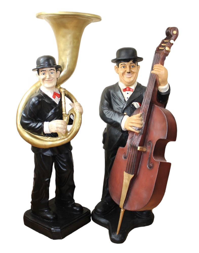 Deko Figuren Komiker Dick und Doof H 89/95 cm Laurel und Hardy als Musiker aus Kunstharz von JS GartenDeko