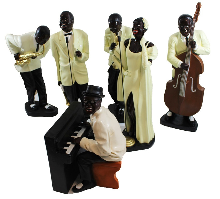 Deko Figuren Musiker Band bis H 56 cm Figuren Jazz Musiker 6-er Satz sortiert aus Kunstharz von JS GartenDeko