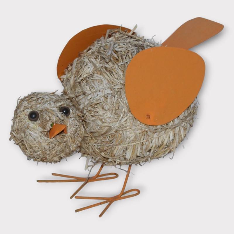 Deko Heu Figur Küken Heuküken H 14 cm Osterdeko Tierfigur aus Naturmaterial Heu zum Basteln Heudeko von JS GartenDeko