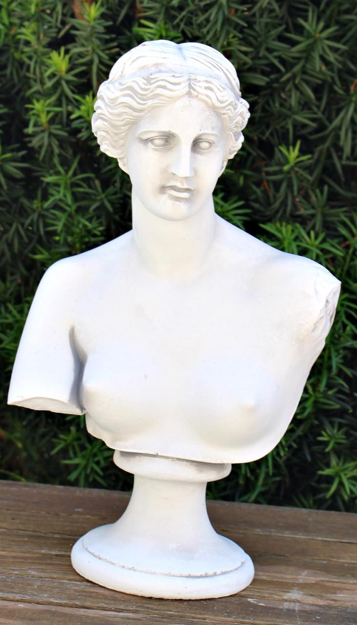 Deko Statue Skulptur Büste Venus von Milo H 33 cm Dekofigur Gartenskulptur hell patiniert aus Beton von JS GartenDeko