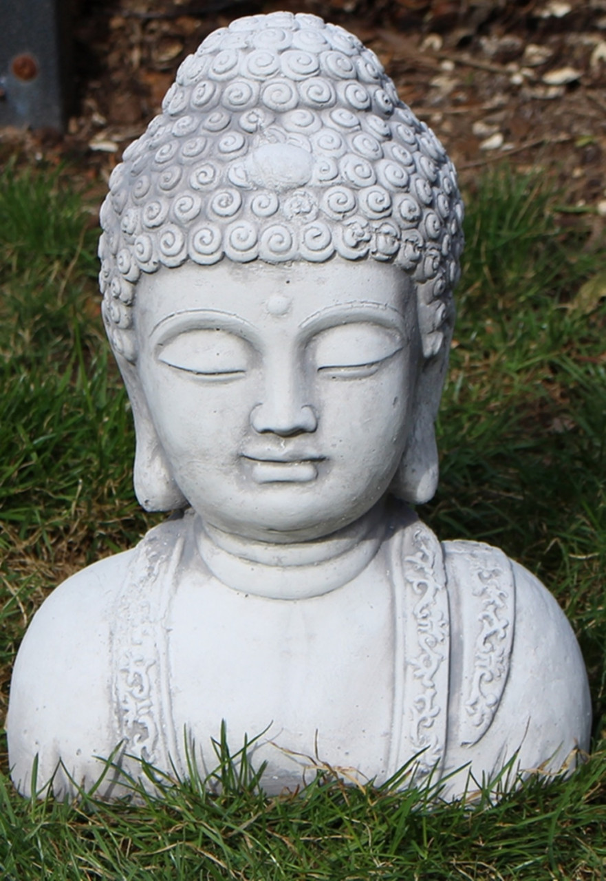 Beton Figur Statue Skulptur Buddha Büste H 28 cm Dekofigur und Gartenskulptur von JS GartenDeko