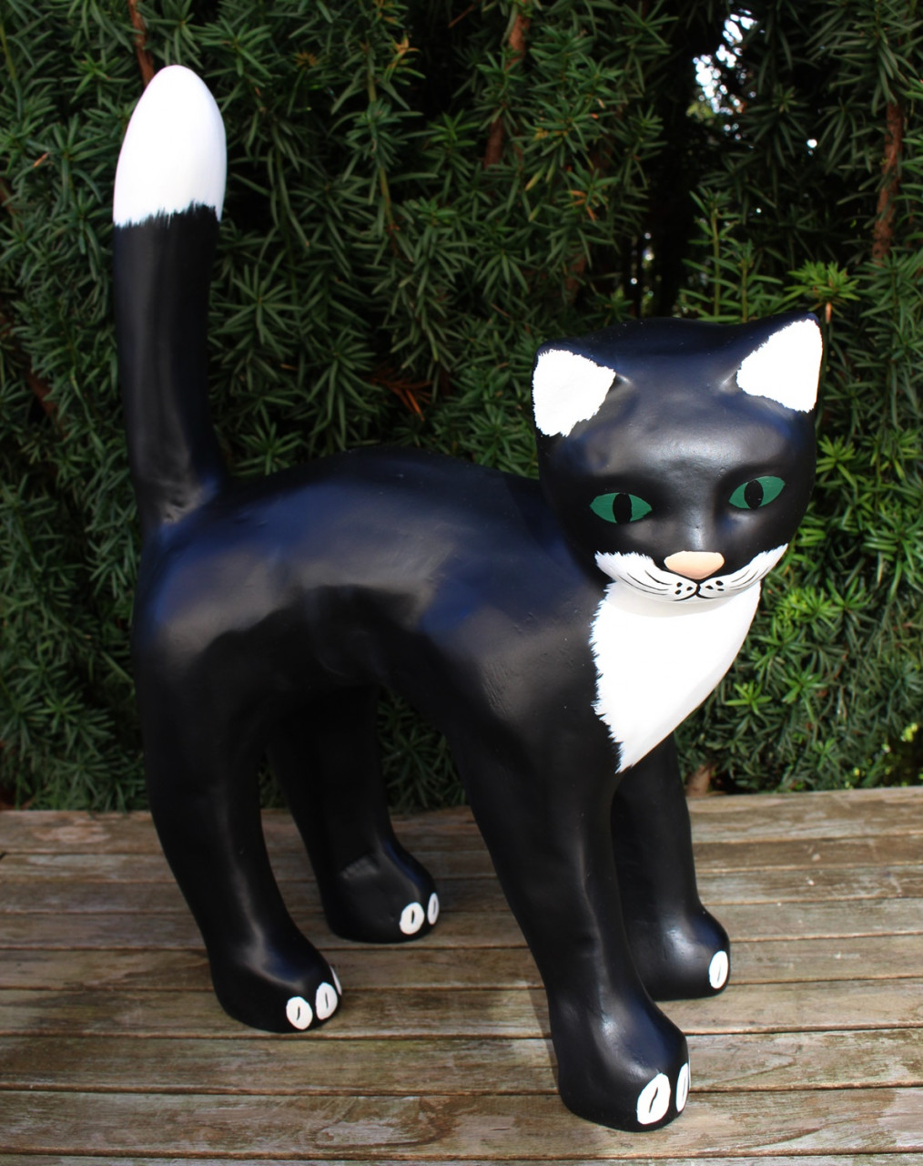 Dekofigur Gartenfigur schwarze Katze Kopf nach rechts H 48 cm Tierfigur Katzenfigur aus Kunstharz von JS GartenDeko
