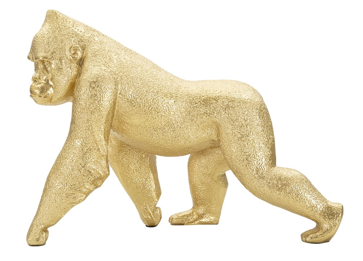Dekofigur Gorilla laufend Tierfigur in edler goldener Optik Fell fein strukturiert H 21,8 cm von JS GartenDeko
