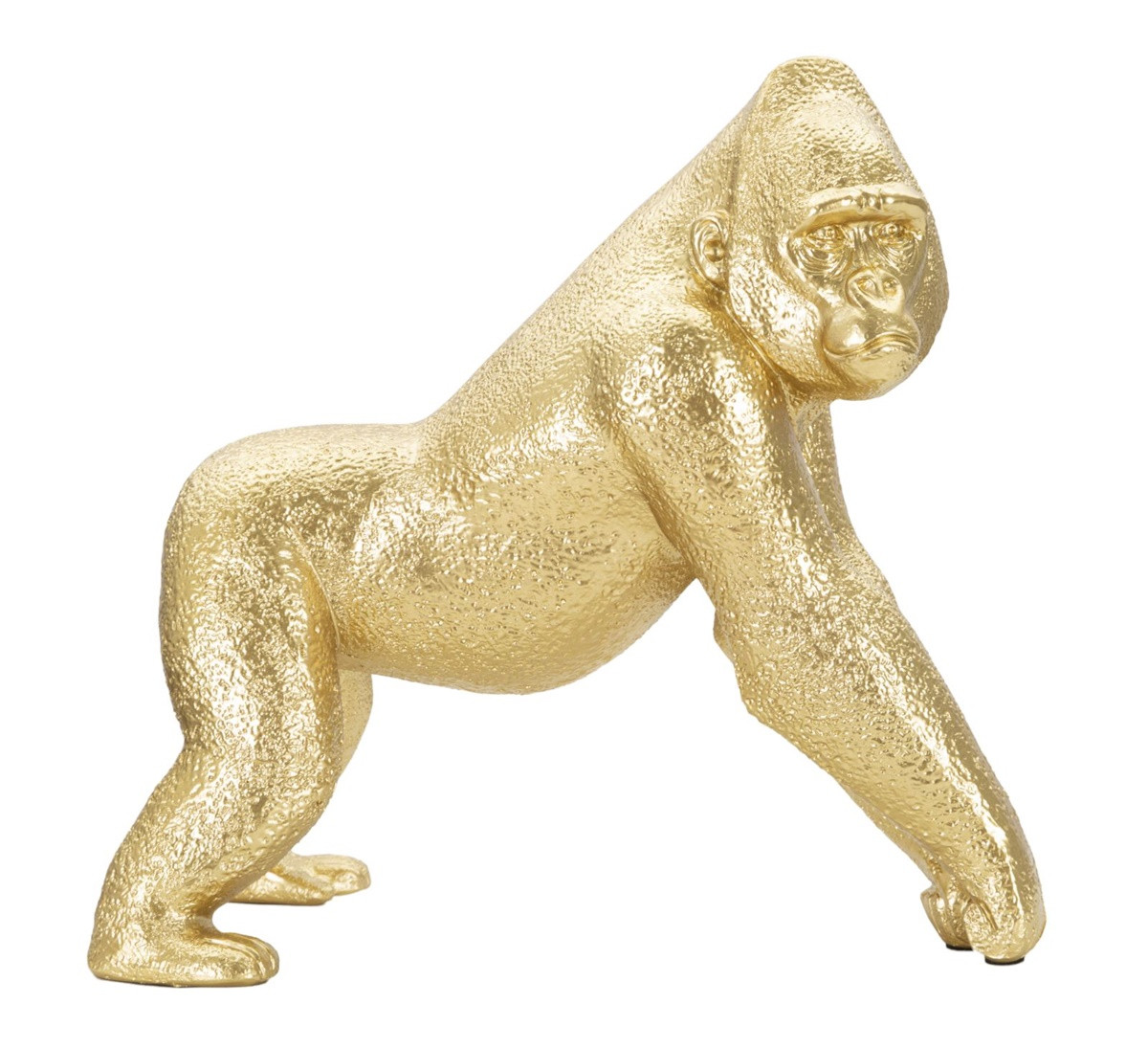 Dekofigur Gorilla stehend Tierfigur in edler goldener Optik Fell fein strukturiert H 22,8 cm von JS GartenDeko
