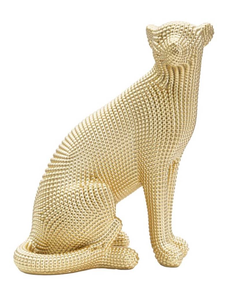 Dekofigur Leopard sitzend Tierfigur in edler goldener Optik Fell abstrakt strukturiert H 29 cm von JS GartenDeko