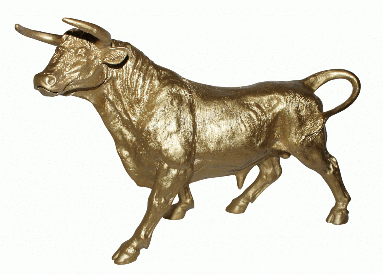 Dekofigur goldener Stier stehend H 27 cm Tierfigur Bulle aus Kunstharz Deko Figur Skulptur von JS GartenDeko