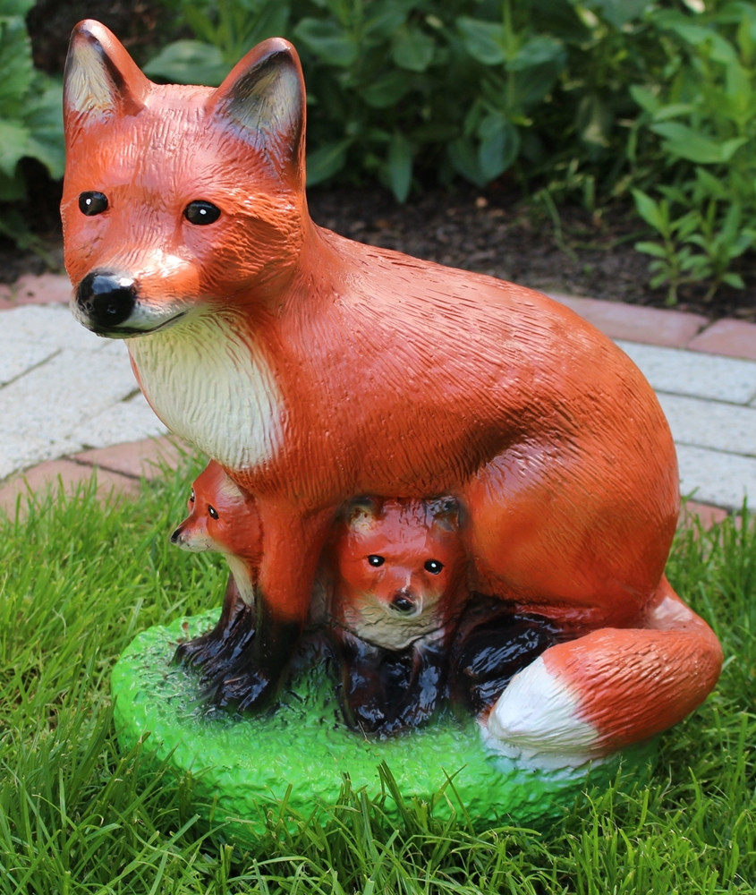 Dekorationsfigur Fuchs mit Kleinen Höhe 38 cm Gartenfigur aus Kunstharz von JS GartenDeko