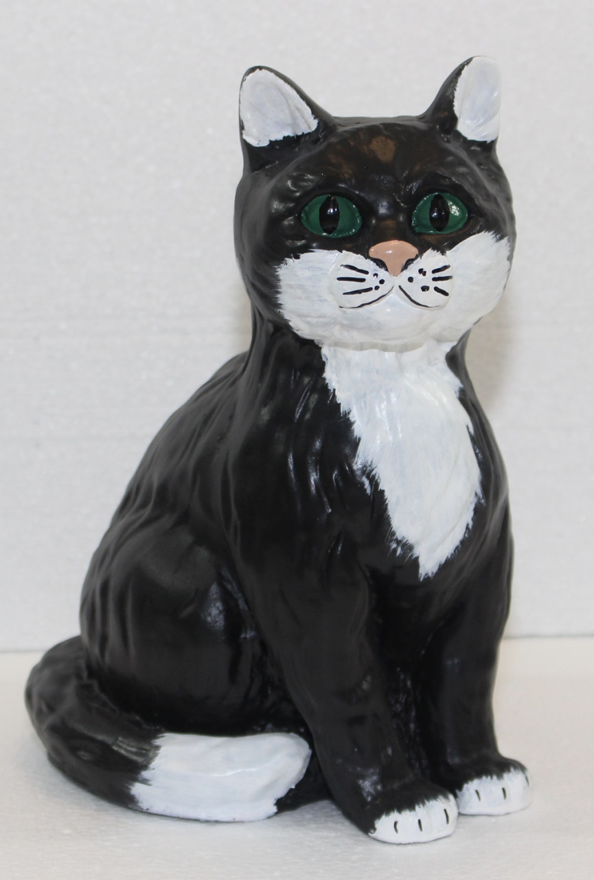 Dekorationsfigur Katze sitzend klein H 25 cm Tierfigur aus Kunstharz von JS GartenDeko