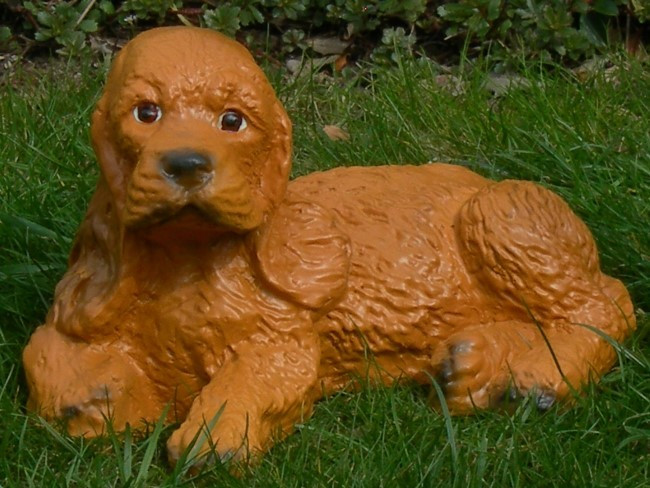 Dekorationsfigur Hund Cocker Spaniel Welpe H 15 cm Dekofigur aus Kunstharz von JS GartenDeko