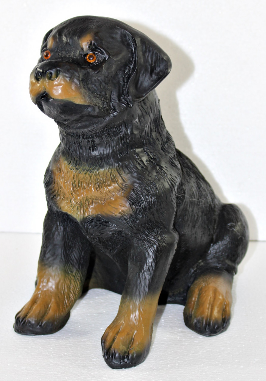 Dekorationsfigur Hund Rottweiler Welpe H 29 cm Dekofigur aus Kunstharz von JS GartenDeko
