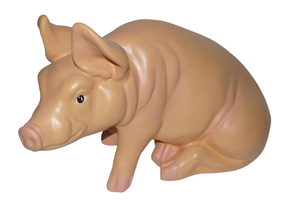 Dekorationsfigur Schwein sitzend als Spardose H 37 cm Figur aus Kunstharz von JS GartenDeko