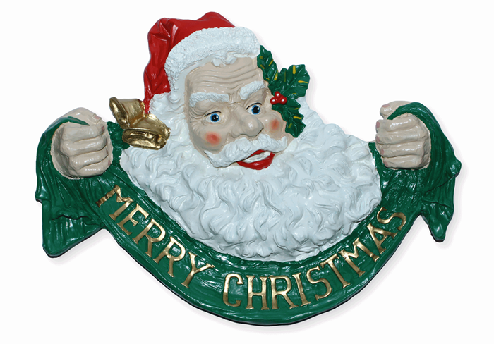 Figur Weihnachtsmann Bild Merry Christmas H 45 cm Dekofigur zum Anhängen aus Kunstharz Figur Weihnachtsmann Bild Merry Christmas H 45 cm Dekofigur zum Anhängen aus Kunstharz von JS GartenDeko
