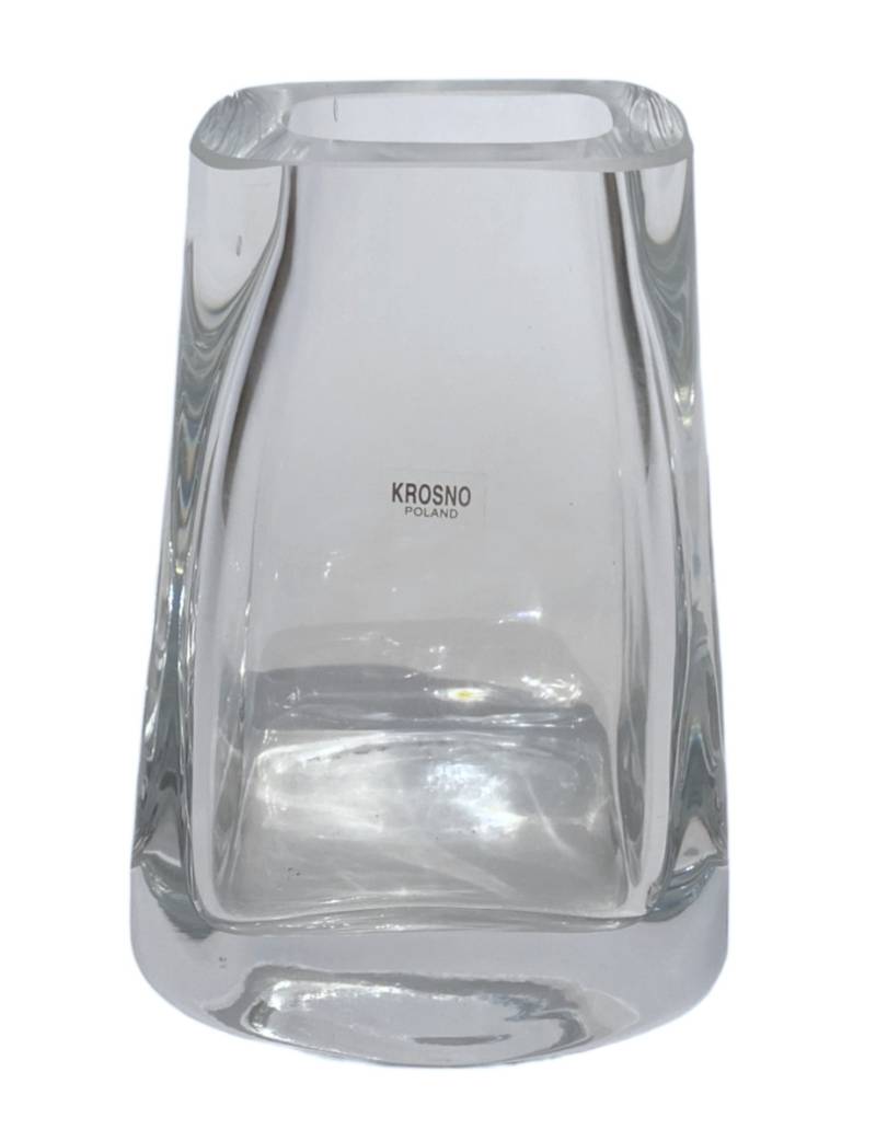 Glasvase Vase H 14 cm asymmetrische Blumenvase aus dickem Glas transparent von JS GartenDeko
