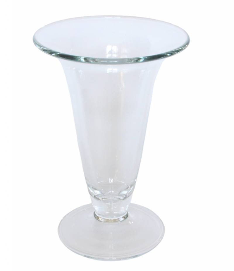 Glasvase Vase mit Fuß H 24,5 cm Blumenvase oben breit zulaufend aus Glas transparent B-Ware von JS GartenDeko