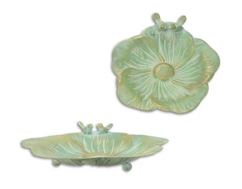 Grünes Eisen-Vogeltränke 2-er Set: Gartendeko, Wasserstelle, Breite 34 cm von JS GartenDeko