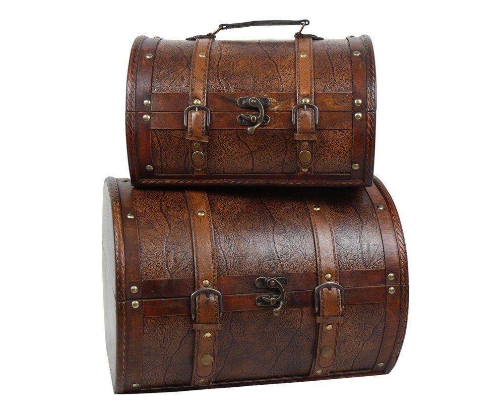 JS GartenDeko Aufbewahrungsbox Vintage Koffer 2-er Satz hochwertige Holztruhen halbrund L 36/30 cm JS GartenDeko Aufbewahrungsbox Vintage Koffer 2-er Satz hochwertige Holztruhen halbrund L 36/30 cm von JS GartenDeko