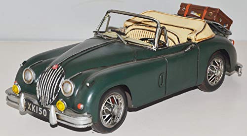 JS Garten Deko Blechauto Nostalgie Modellauto Oldtimer Marke Jaguar XK 150 Sportwagen aus Blech L 31 cm von JS Garten Deko