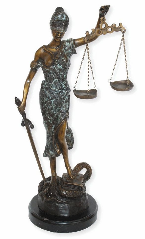 JS GartenDeko Dekofigur Bronzefigur Bronze Skulptur Justitia Justizia mit Waage H 43 cm von JS GartenDeko