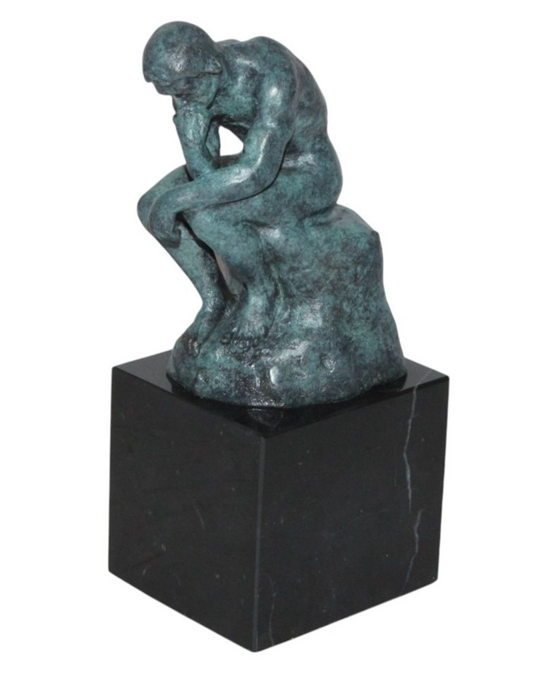 JS GartenDeko Dekofigur Bronzefigur Bronzeskulptur Der Denker auf Steinsockel H 20 cm von JS GartenDeko
